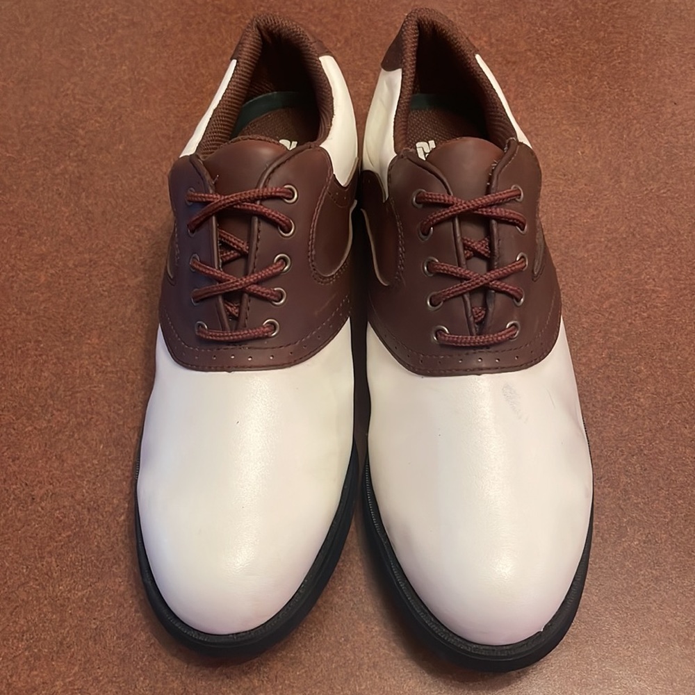 Pro Select 1805 Men’s Brown and White Saddle Spikeless Golf Shoes Size 8.5 - Picture 2 of 6